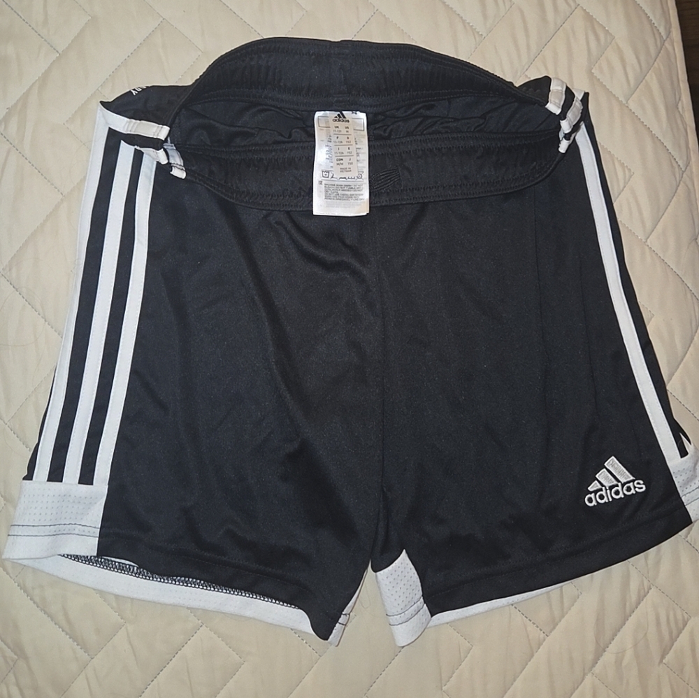 UNISEX. Kids. Adidas Black Shorts with White Stripes